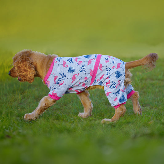 Kuccu Kuccu Rosa Hunde-Pyjama – Einteiler aus Sweatstoff | Größen S–XXL