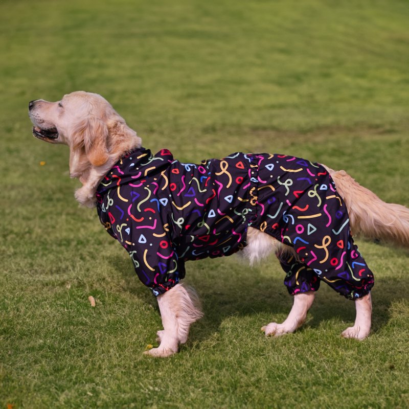 Kuccu Kuccu Regen-Overall für grosse Hunde – 100 % Wasserdicht | Design mit Spezialdruck | Größen S–XXL