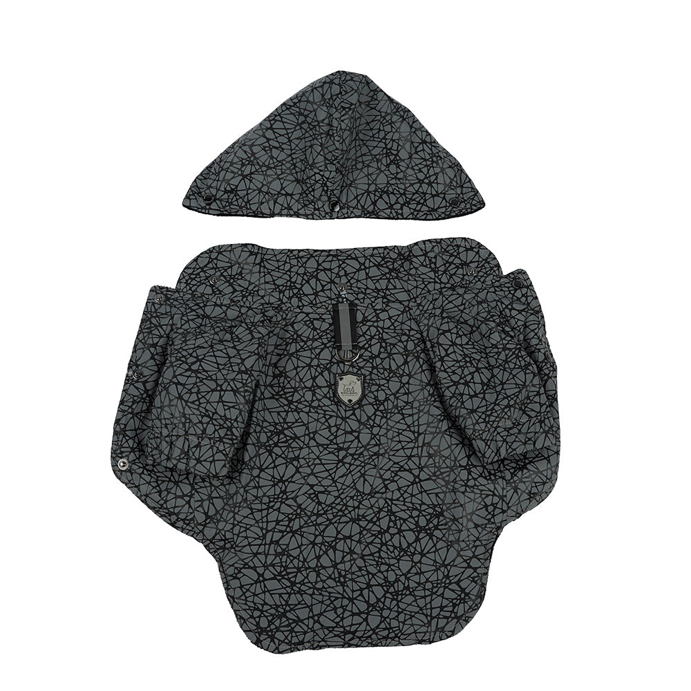 Kuccu Kuccu Reflektierende Hunderegenjacke mit Spinnennetzmuster | Wasserdicht | S-XXL