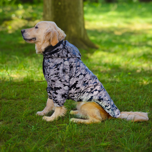 Kuccu Kuccu Reflective Dog Rain Jacket with Camouflage Pattern – For Large Breeds | 3XL-6XL | Waterproof