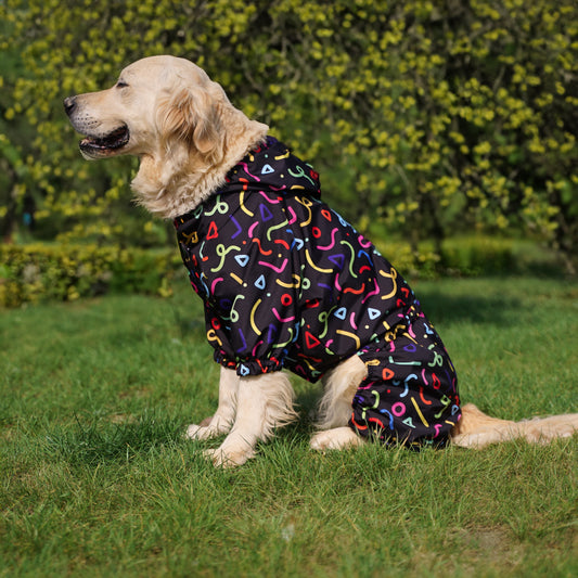 Kuccu Kuccu Regen-Overall für grosse Hunde – 100 % Wasserdicht | Design mit Spezialdruck | Größen S–XXL