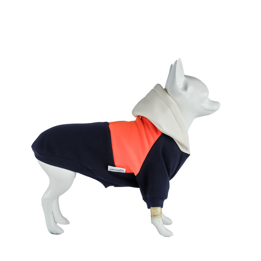 Kuccu Kuccu Dreifarbiger Hundesweatshirt – Mit Kapuze | Größen S–XXL